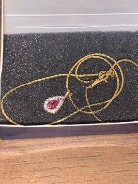 Avon - Necklace with Pink Gemstone Pendant